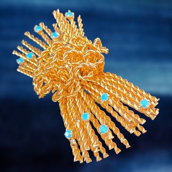 Fabulous Vintage Signed Ciro Brooch Individually Braided & Tied W/ Turqu… - Picture 6 of 7